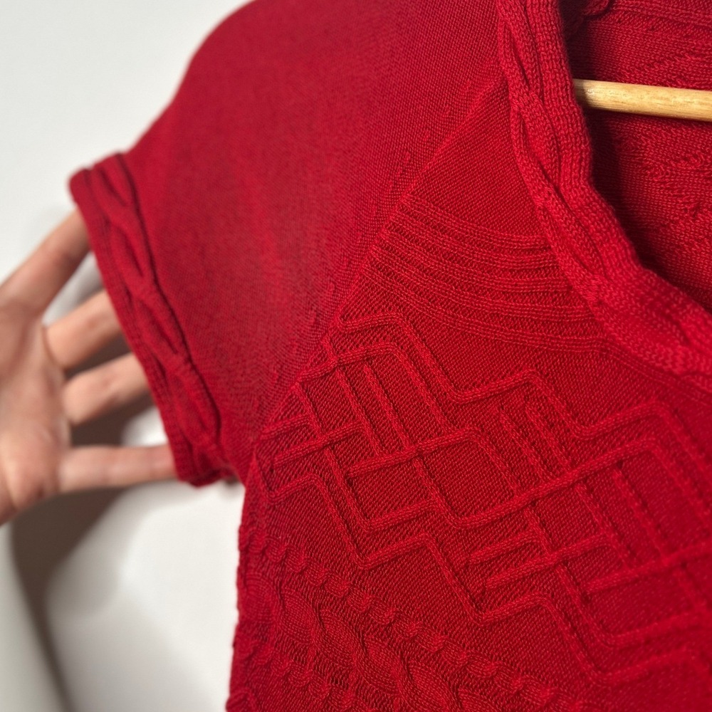 Athleta Alta Sweater Dress XS Red Organic Cotton Wool Braided Twee Collegiate - Picture 5 of 15